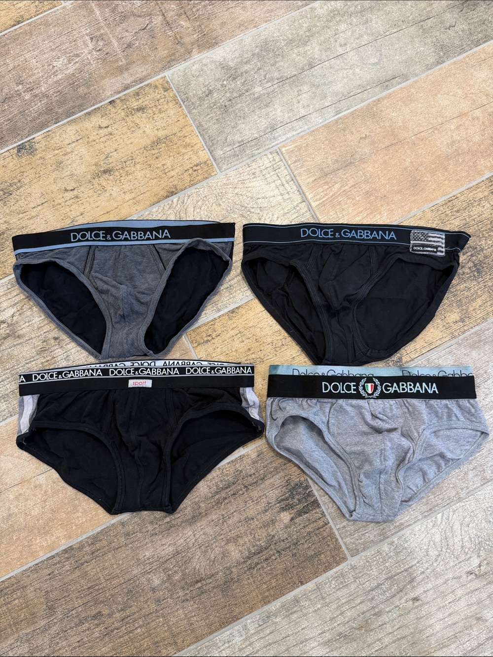 Dolce & Gabbana Men's Briefs Set - Black & Gray Designer Underwear Size Small
